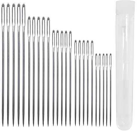 CENPEK Sewing Needles Large Eye Sharp Point, 50pcs Large Eye Stitching Needles Hand Sewing Needles,Yarn Knitting Needles in a Clear Tube Sewing Needles Set 1.65'' 1.8'' 2'' 2.2'' 2.36''