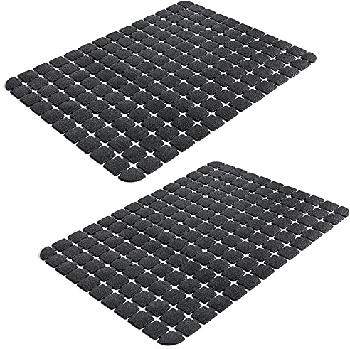 OTHWAY 2 Pack Sink Mats for Kitchen Sinks, 40x30cm Sink Protectors for Bottom of Kitchen Sink, Dishes and Glassware Drain Mat (Black)