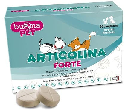 Buona Pet Articolina Forte Cane 60cpr Integratore Articolazioni Cane, Mangime Complementare Dietetico per Cani e Gatti, con Glucosamina e Condroitina, Collagene, ASU e Pea Levagen Plus®