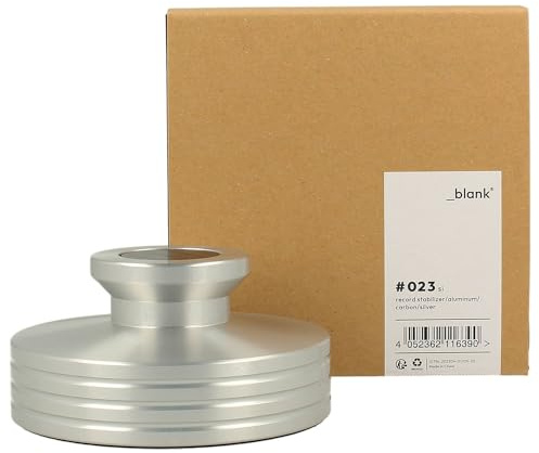 _blank #023si | Stabilisator für Schallplattenspieler | Auflagefläche und Griffeinlage aus Kohlefaser | Plattengewicht PST335 | Aluminium | Carbon | Silber | 335g Auflagegewicht