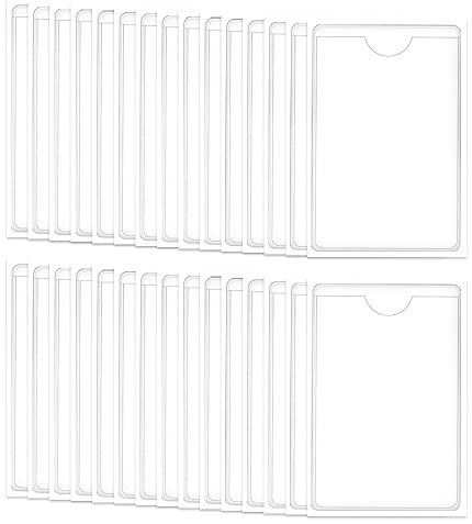 30 Stück 7 x 10 cm/2,7 x 3,9 ZollSelbstklebende Karteikartenfächer Klar mit oben offen zum Beladen, klebrige Visitenkartenhaltertasche, selbstklebender Etikettenhalter für Visitenkarten, Etikett