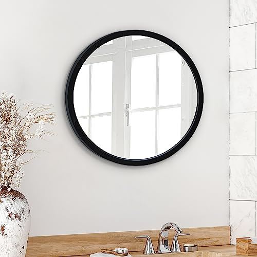 Americanflat Grand et Large Miroir Rond Mural Noir Encadré de 51 cm - Décoration Murale pour Salle de Bain, Chambre, Entrée, Salon