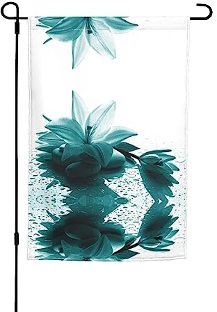 Drapeau décoratif double face de lys bleu sarcelle 30,5 x 45,7 cm pour jardin, Noël/toutes saisons
