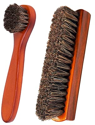 QUINTRA 2er Pack Massivholz Schuhbürste Großes Schuhbürsten Set Schuhbürsten Set Holzgriff Lederreiniger Applikator Lederpflege Möbel Reiniger (Black, One Size)