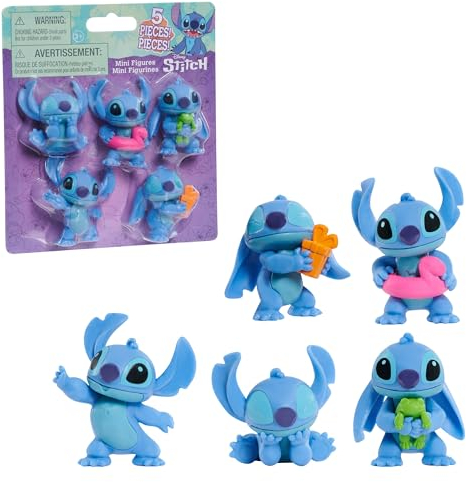 Just Play Disney Stitch Vorteilspackung mit 5 Figuren, 5,7 cm große Sammelfiguren, blau, Alien, Kinderspielzeug ab 3 Jahren