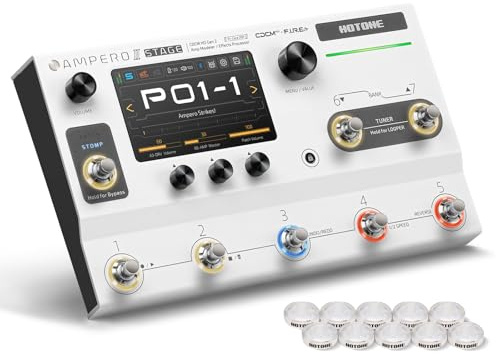 HOTONE Gitarre Bass Multi-Effekte Prozessor mit Touchscreen Gitarren Bass Verstärker Modellierung IR Boxen Simulation mit FX Loop MIDI I/O Stereo OTG USB Audio Interface Ampero II Stage