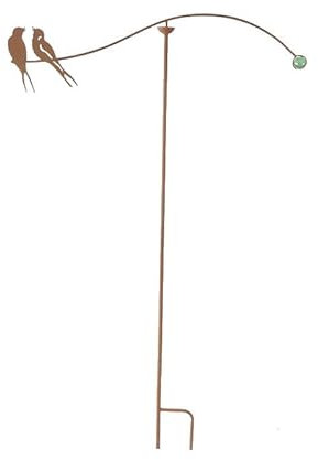 MAISONICA Tall 1m Rusty Pair Swallows Metal Garden Stake Spinner Balancer Stake Ornament Decoration