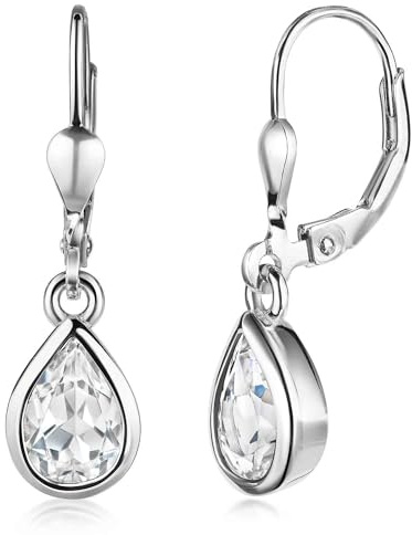 Edelstein Ohrringe Silber 925 hängend in Tropfenform 25 x 6mm SO-448 | elegante Ohrhänger aus anlaufgeschütztem Sterlingsilber mit Edelsteintropfen incl Geschenk Box von MATERIA by Matthias Wagner
