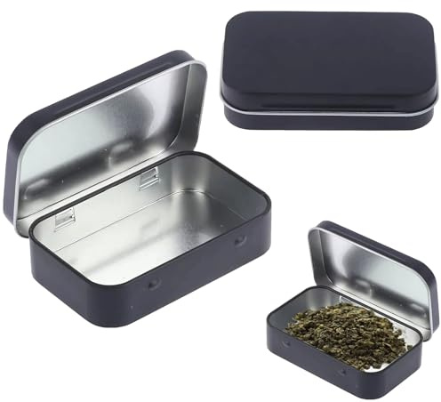 MEKEET Rectangular Small Metal Tins with Lids, Black, 1PCS