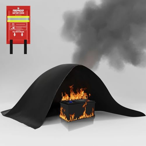 FIREWESS Lipo - Cubierta ignífuga para batería segura para almacenamiento de bicicletas eléctricas y escooter, carga y descarga, manta de fuego EV para batería de litio (100 x 125cm)