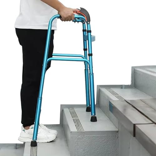 Treppenhebehilfe für Senioren - Klappbarer Standard Aluminium Gehgestell zum Treppensteigen, Höhenverstellbar & Leichte Mobilitätshilfe
