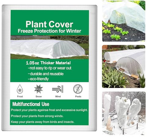 Trlyane Garden Fleece Frost Protection 2m x 5m Plant Fleece Frost Protection for Growing Vegetables | Horticultural Fleece for Plants Protection Frost | Summer Overheat Prevention and Insects Barrier