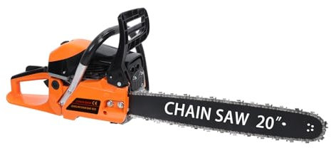 Haibinsuo 20 Inch Gas Chainsaw, 58CC 2-Stroke Petrol Chainsaw Handheld Cordless Chain Saw High-Power Logging Saw for Wood Cutting and Tree Trimming for Trees Wood Farm Garden Ranch Metal Red