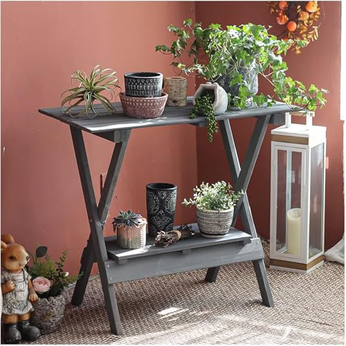 WLCNYL Estante para Plantas para Interior y Exterior, Estante Plegable para Plantas, Estante para macetas, Armario de Almacenamiento para jardín y Patio, para Porche, Invernadero (90 x 43,5 x 77,5