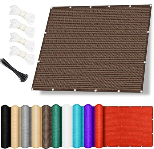 Sonnensegel Nach Maß mit Ösen 190 x 280 cm, Hdpe-Gewebe, Luftdurchlässig, Wasserdurchlässig, Sonnenschutz Markise mit Ösen Und Kordel für Garten Balkon Terrasse, Braun