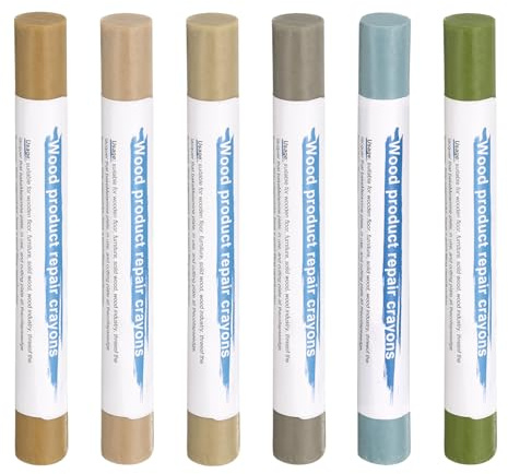QUARKZMAN Bastoncini Riempitivi Legno 6 Colori Cera Legno Riparazione Mobili Pastelli per Legno Chiaro, Ciliegia Chiaro, Giallo Chiaro Argilla, Blu Chiaro, Kaki, Verde Limone