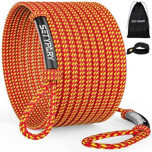 SETYPARY 4K 60FT Boat Tow Rope for Tubing, Fits 1-4 Person Towable Tubes Boating, Heavy-Duty Floating Tube Tow Rope for Watersports (Orange & Yellow)