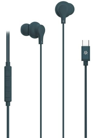 Celly, Auriculares in-Ear con Cable USB-C, con botón de Respuesta, Control de Volumen, micrófono Integrado, Color Azul