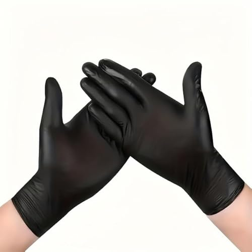 NovatoStar 200 Nitrile Gloves Powder Free Examination Gloves - Powder-Free, Latex-Free, Multi Use Protective Exam Gloves 4 Size 2 Colours (Black, Small)