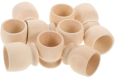 ZUNOXAZ 10pièces Lot de Coquetiers Bois Soi-même Support pour Œufs Décor Graffitis