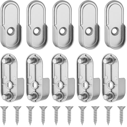 10 Stück Kleiderstangenhalter, 3×1.5cm Ovale Kleiderstange Halterung Kleiderschrank Stangenhalter Kleiderstange Stangenhalterung aus Zinklegierung Schrankhalterung für Schrankrohr Stange Rundrohr
