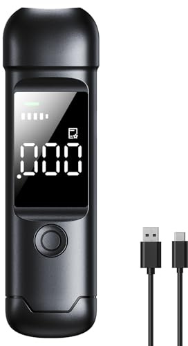 Tech Sense Lab Professioneller Alkoholtester mit 3-Stufen-Alarm (0/20/50 MG), berührungsloser Alkoholtester, präziser Atemtest mit digitalem LCD-Display, einfach zu bedienen | tragbar und schwarz