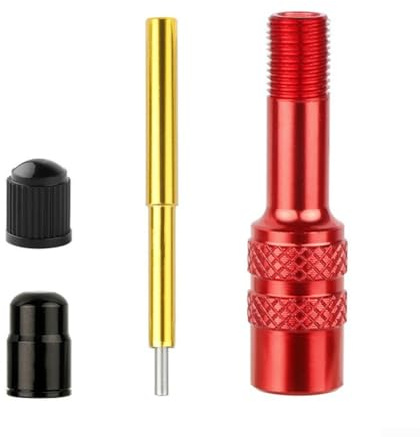 Filteilect Ventiladapter aus Aluminiumlegierung für Stoßdämpferpumpen, für CNC-geschnittene, aufblasbare Gabelverlängerung mit 8V1-Gewinde, kompatibel mit amerikanischen Ventilsystemen (rot)