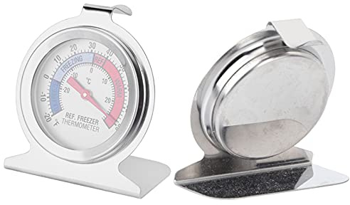 Fdit Gefrierschrank-Thermometer, Mechanisches Kühlschrank-Thermometer mit Edelstahl-Basis, Dual-Skala Celsius-Fahrenheit-Anzeige für die Überwachung der Temperatur Im Kühlschrank,