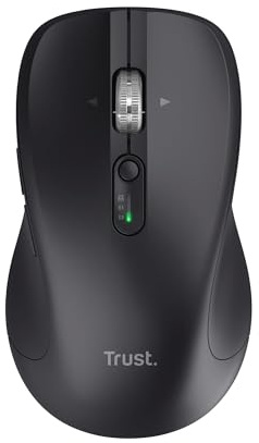 Trust Treva Hyperwheel Wireless Mouse Ultra Fast Scroll Wheel with Horizontal Scrolling, Bluetooth + 2.4GHz, Silent Buttons, 85% Recycled Materials, Multidevice Mouse for Laptop PC Mac, Black