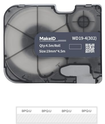 MakeID Envoltura de alambre autolaminante P31S para cable eléctrico y de comunicaciones de datos, etiquetas de polietileno integradas con cartucho de cinta para etiquetadora industrial P31S