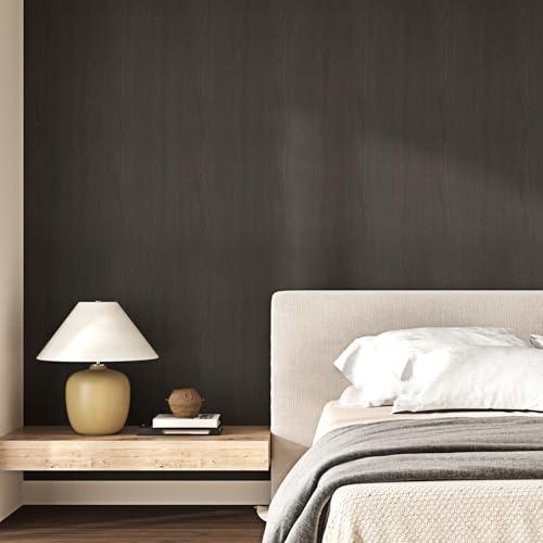 Skyblur Klebefolie Holzoptik Schwarze Folie Selbstklebend 40x200cm Holzwand | möbelfolie holzoptik selbstklebende tapete holzoptik folie für küchenschränke schrankfolie schwarze tapete schlafzimmer