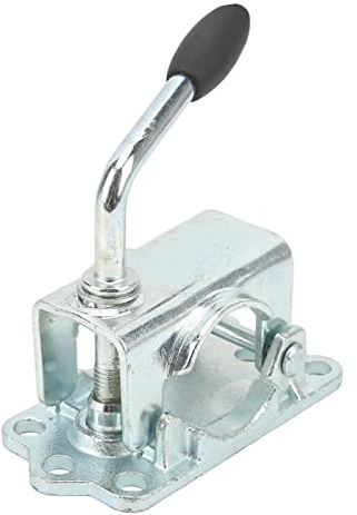 Cryfokt Soporte de Rueda de Remolque de Hierro Galvanizado con Abrazadera Fundida Dividida para Tubo de 48 Mm de Diámetro, Extracción Rápida con Nervaduras para Evitar Resbalones, para Remolque RV
