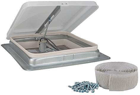 HENG'S 14 RV Roof Vent Kit w/Butyl Tape w/12 Volt Fan | White | #71112-C | RV Replacement Vent