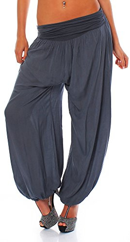 Malito Bombacho Aladin Harem Pantalón Boyfriend Baggy Yoga 1482 Mujer Talla Única (Gris)