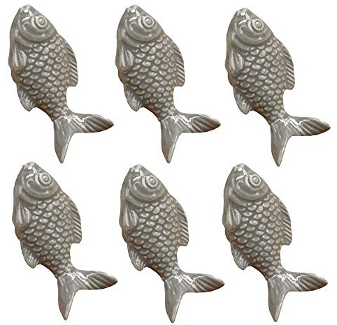 FBSHOP(TM) Grau Schublade Knopf -6PCS Retro einfachen Stil Fisch Form Keramik Türknauf Griff Pull Knöpfe Tür Schrank Griff für Schublade, Schrank, Kommode, Badetc. mit Schrauben
