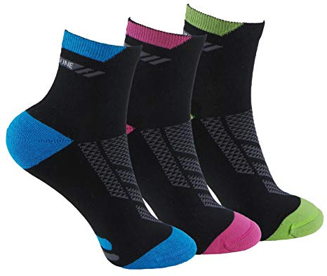 Calcetines (3 Pares) de RUNNING, CICLISMO, TENIS, PADEL,… Calcetines de mujer SIN COSTURAS tobilleros de deporte y con puntera y talón reforzados. Anti-rozaduras y con gomas anti-presión.