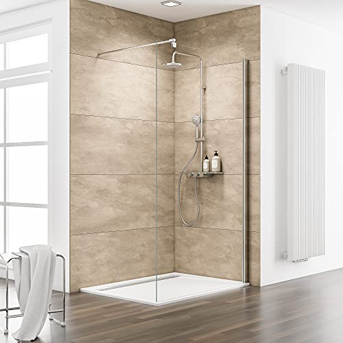 Schulte paroi douche italienne 90x200 aspect chromé réversible verre 8mm | verre trempé plage de réglage 88.5-90.5cm