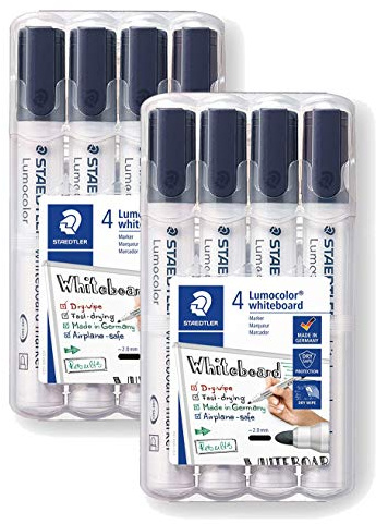 Staedtler Lumocolor 351 WP4-9X Whiteboard-Marker Schwarz (2er Pack)