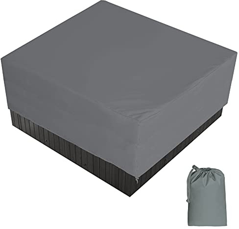 AMGJ Bache d'extérieur pour Spa Housse de Bain à Remous Carrée Etanche Couverture de Spa en Tissu Polyester 190T Anti-poussière Anti-UVavec Un Sac de Rangement 7 Tailles au Choix,Gris,220x220x90cm