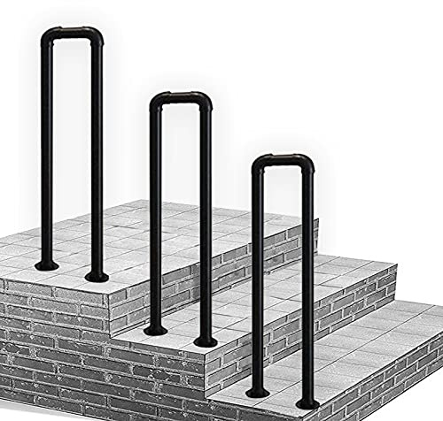 RTY-SC Stair Railing for Outside Steps, Wrought Iron Handrails for Outdoor Steps, Handrail Picket Fits 1 Steps, Hand Rails Outside for Decking, Metal Matte Black Wrought Iron (Size : 75cm(2.5ft))