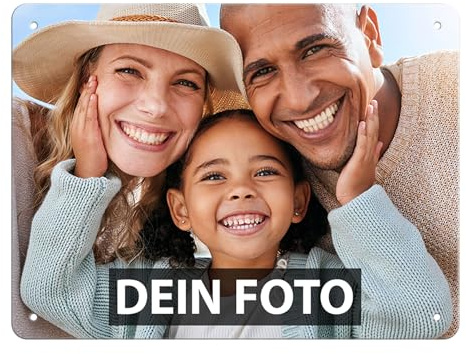 Blech-Schild selbst gestalten - Metall-Poster mit Foto und Text bedrucken - Schild A5, 15x20cm, Querformat I Personalisiertes Geschenk