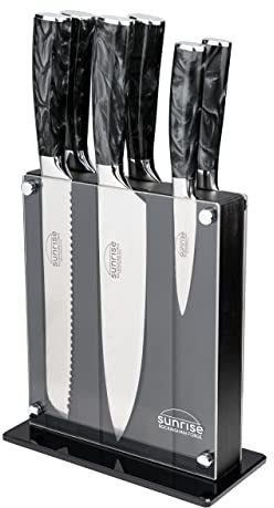 Rockingham Forge RF-2160/7BK Sunrise Collection 7-teiliges Messer-Set, Premium Edelstahl mit Harzgriffen, Koch, Schnitzen, Brot, Ausbeinen, Allzweckmesser, Schälmesser