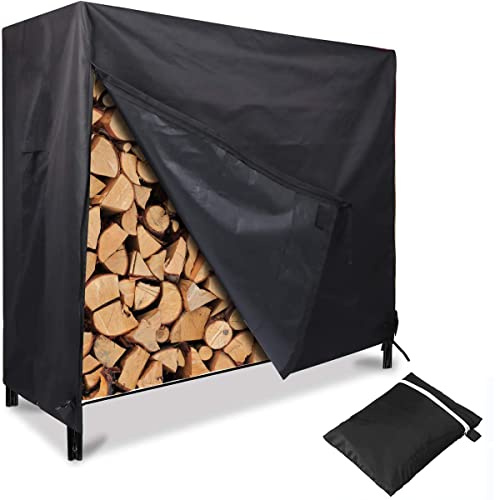 COOSOO Housse de protection pour étagère de bois de chauffage de 2,5m,tissu Oxford 420D avec fermeture éclair pour intérieur ou extérieur, coupe-vent, protège le bois du jardin, terrasse