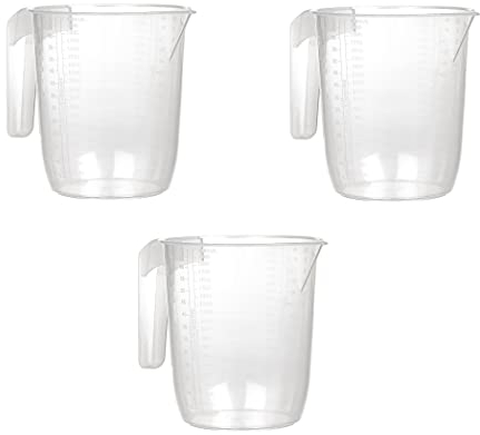 Invero Set of 3 Large 2L Measuring Jugs 2 Litre per Jug with Handle - Ideal Non-Toxic BPA-Free Measuring Scales for Kitchen Food Baking Preparation, Water or Gravy