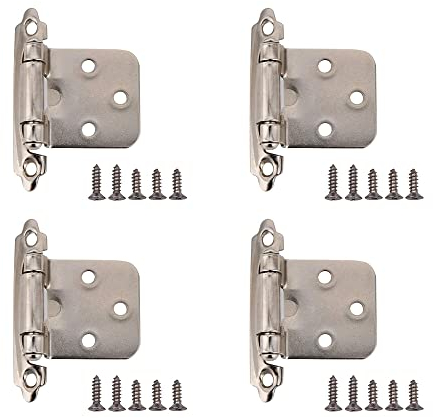 Lxoraziy 4 Pezzi Cerniere a Molla Autobloccanti, Cerniere a 270 Gradi Cerniere in Acciaio Cromato con Finitura a Molla, Overlay Cerniera con viti, per Armadietti da Cucina, Mobili (Argento)