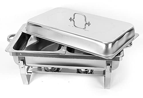 KinHall Chafing Dish Buffet-Chafer-Set aus Edelstahl, mit Rahmen, Wasserschalen, Lebensmittelpfanne, Brennstoffhalter und Deckel, Speisenwärmer für Partys, Bankette, Buffets, Hochzeiten, Essen (7.5L)