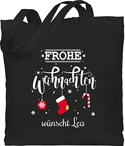 Baumwolltasche - Geschenke Christmas - Frohe Weihnachten Lettering Wunschtext - Unisize - Schwarz - weihnachtliche stofftasche weihnachts tasche weihnacht einkaufstasche personalisierte jutetasche