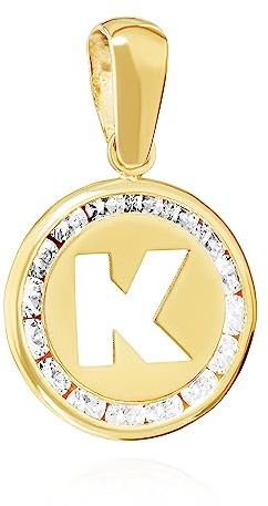 NKlaus Kettenanhänger Buchstabe K 333 Gelb gold 8 Karat 9mm Talisman Amulett Anhänger 14488
