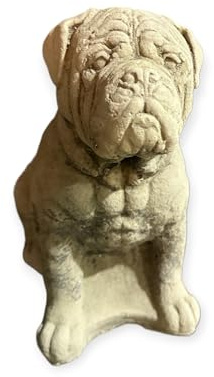 OriginalPaul Skulp & Betondesign Bordeauxdogge Steinfigur: Massiver Steinguss, 5kg, 24x24x13 cm, Frostsicher