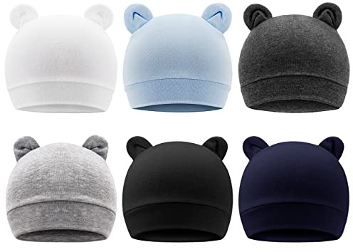 DRESHOW 6 Stücke Unisex Hut Junge Mütze Frühling Mützchen Kleinkind Wendemütze Jersey Slouch Beanie Bekleidung Infant Hut Kindergarten
